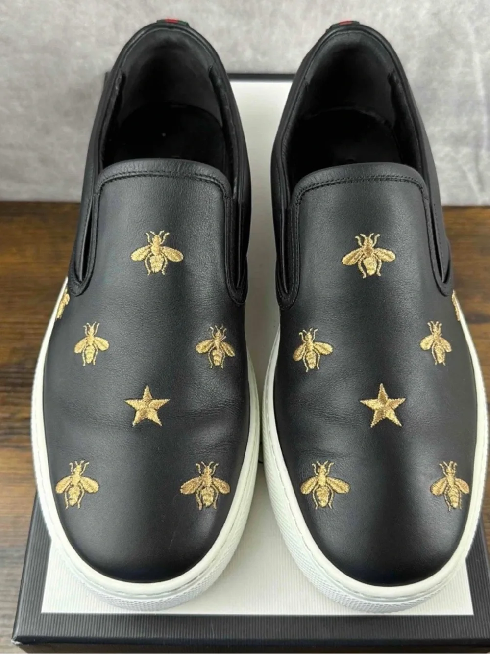 Gucci Slip-On Low Bees Black Size 9.5 UK / 10 US Men’s Designer Shoes Italy Rare - Picture 5 of 10